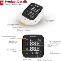 Sannuo Sinocare Blood Pressure Monitor Medical Health Automatic Upper Arm Digital Backlit Display Machine BP Heart Rate Pulse