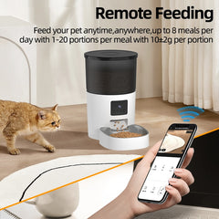ROJECO Automatic Cat Feeder With Camera Video Cat Food Dispenser Pet Smart Voice Recorder Remote Control Auto Feeder For Cat Dog