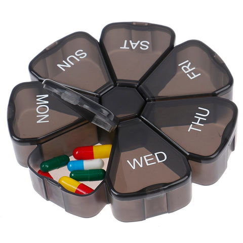 7 Days Medicine Pill Box Mini Round Portable Travel Storage Vitamin Box Sort Tablet Holder Organizer Container Cases