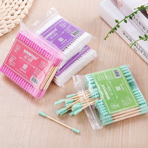 100pcs/ Pack Double Head Cotton Swab Women Makeup Cotton Buds Tip For Medical Wood Sticks Nose Ears Cleaning Health Care Tools