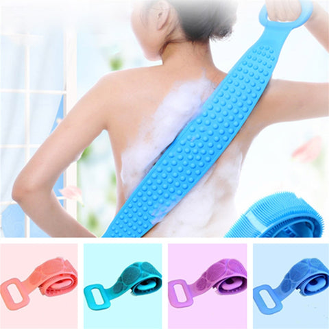 New Long Back Rubbing Sided Silicone Scrub Body Skin Bathroom Silicone Gel Scrub Bath Brush Strip Massage Back Rubs Bathing Tape