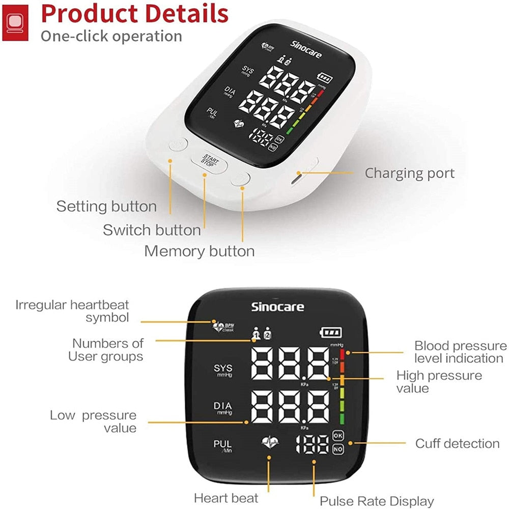 Sannuo Sinocare Blood Pressure Monitor Medical Health Automatic Upper ...