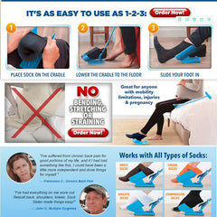 Pregnant Elderly Sock Wearing Shoe Horn Device Slider Easy on /off Sock Aid Kit Shoe Horn Device No Bending Stretching Straining