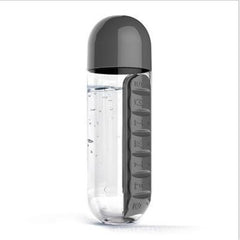 Seven-day Pill case cup 600ml Sports Water Bottle Plastic Convenient With Daily Pill Box Organizer Drinking Tour Hiking Cup