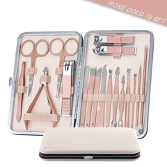 Newest Color 18 Tools Stainless Steel Manicure set Professional nail clipper Kit of Pedicure Paronychia Nippers Trimmer Cutters
