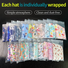 100% Cotton Teeth Cute Cartoon Print Medical Uniform Nursing Hats Beautician Scrub Caps with Button Nurse Cap Accessories Women