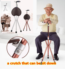 Aluminum alloy  portable stool walking stick elderly crutch chair a crutch with flashlight stool