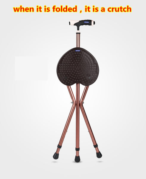 Aluminum alloy  portable stool walking stick elderly crutch chair a crutch with flashlight stool