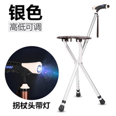 Aluminum alloy  portable stool walking stick elderly crutch chair a crutch with flashlight stool