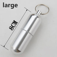 Waterproof Aluminum Pill Box Case Bottle Cache Drug Holder for Traveling Camping Container Keychain Medicine Box Health Care