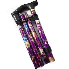 Lightweight Foldable Walking Sticks For Elderly Old Man telescopic 92cm Adjustable Folding Floral Metal Cane Trekking Hiking