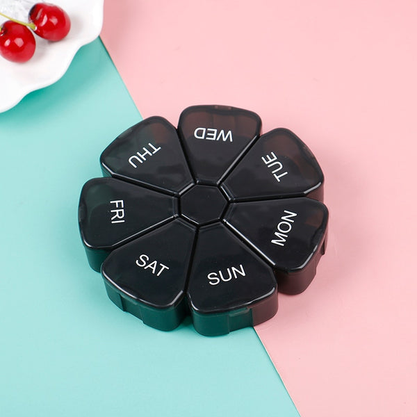 7 Days Medicine Pill Box Mini Round Portable Travel Storage Vitamin Box Sort Tablet Holder Organizer Container Cases