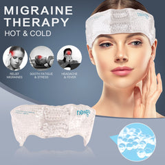 Headache Ice Pack Adjustable Head Wrap for Women Men Gel Beads for Pain Relief Migraine Toothache Hot Cold Compress Therapy Tool