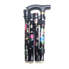 Lightweight Foldable Walking Sticks For Elderly Old Man telescopic 92cm Adjustable Folding Floral Metal Cane Trekking Hiking