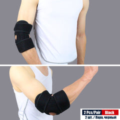 Sports Adjustable Neoprene Elbow Brace Wraps Black Breathable Arm Support Strap Band Joint Sprain Protection Tennis Golfers Men