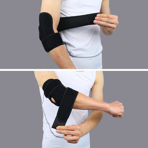 Sports Adjustable Neoprene Elbow Brace Wraps Black Breathable Arm Support Strap Band Joint Sprain Protection Tennis Golfers Men
