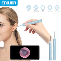 ENWOR Wireless Visual Otoscope 4.3mm Lens IP67 Waterproof Mini Ear Picker WiFi Endoscope Camera for Ear Cleaning Skin Check